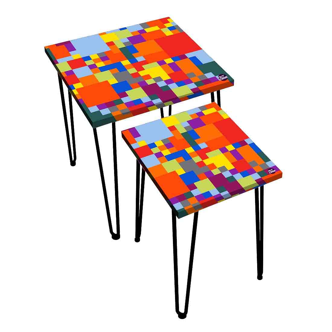 Large & Medium Nesting Tables Set of 2 for Home & Kitchen - Pattern