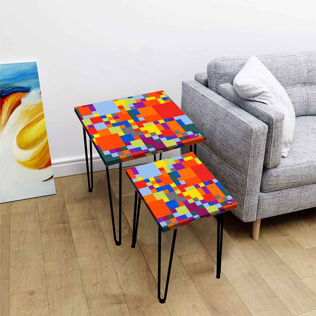 Large & Medium Nesting Tables Set of 2 for Home & Kitchen - Pattern - Image 2