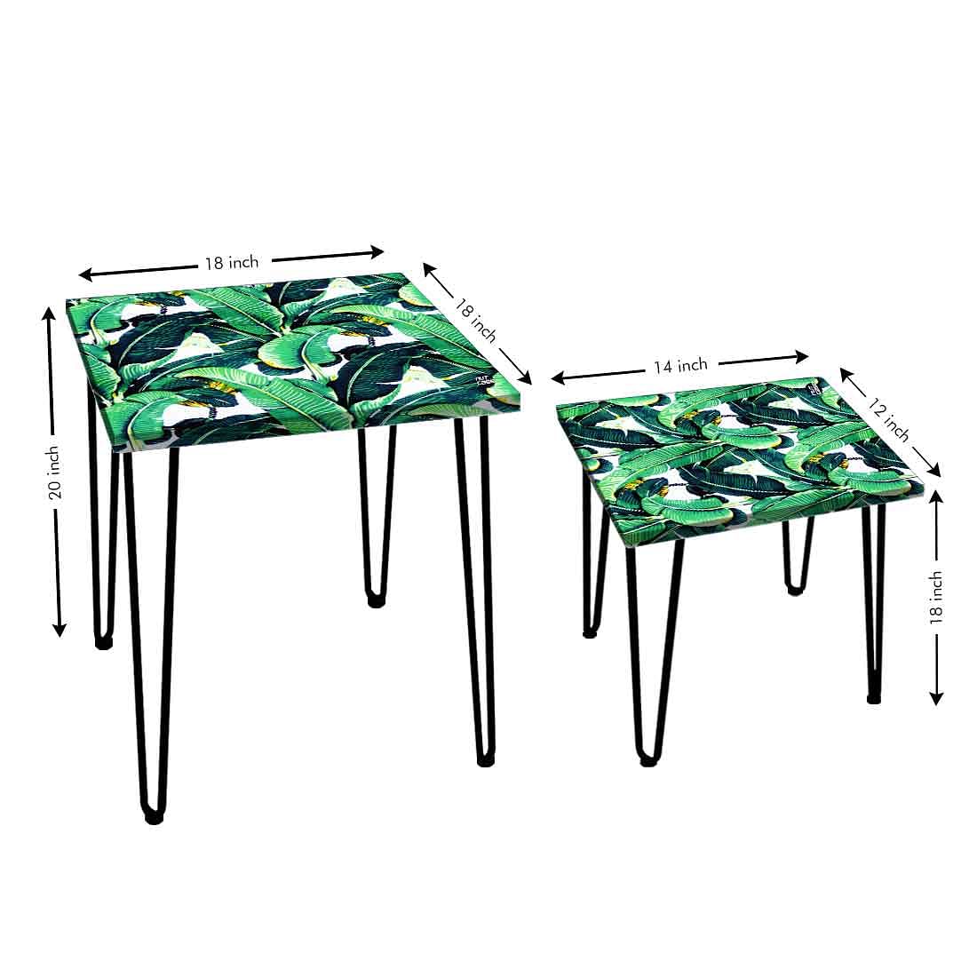 Square Nesting Side Table Set of 2 for Living Room Home - Banana Leaf - Image 3