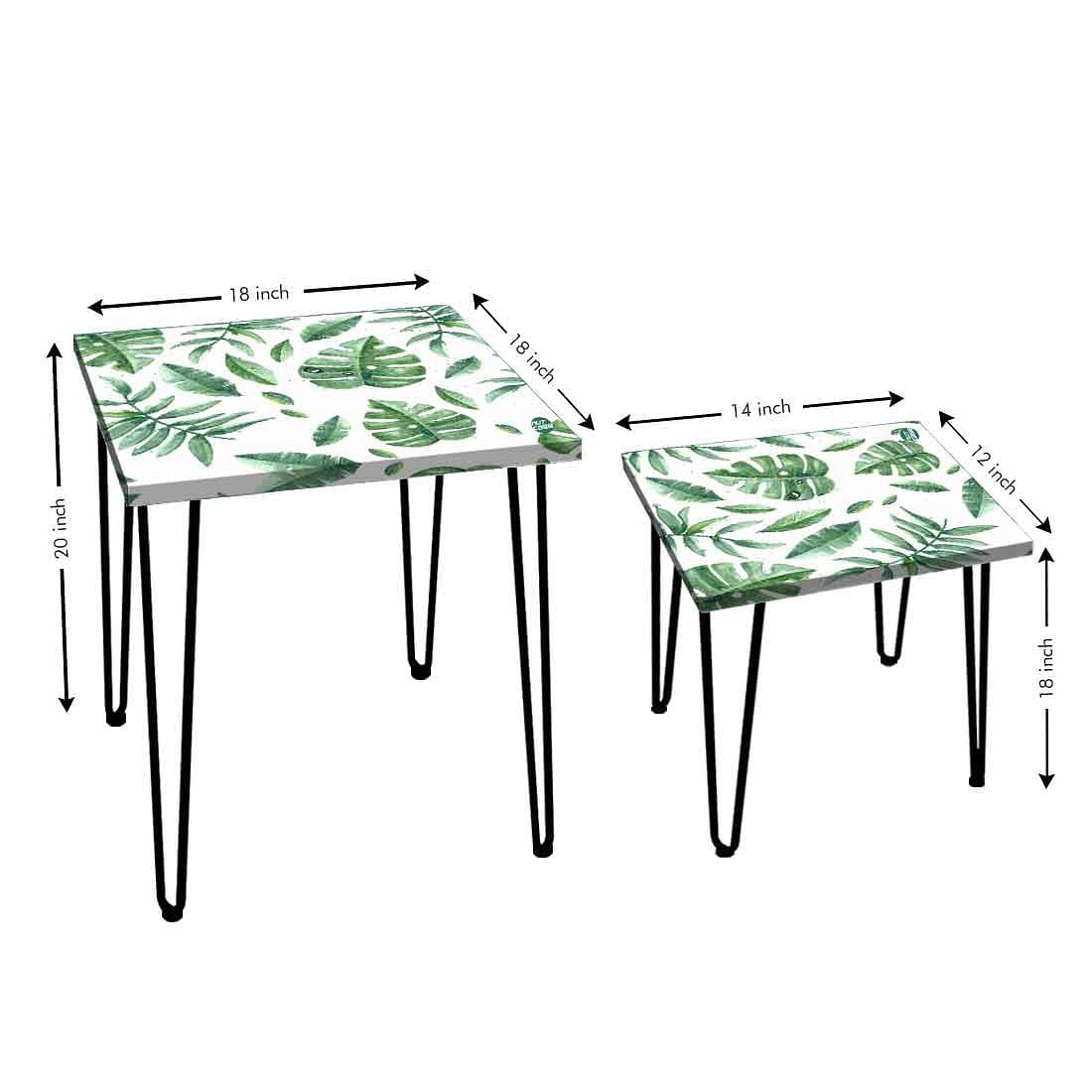 Stable Nesting End Tables for Living Room Bedside Table - Monstera Leaves - Image 3