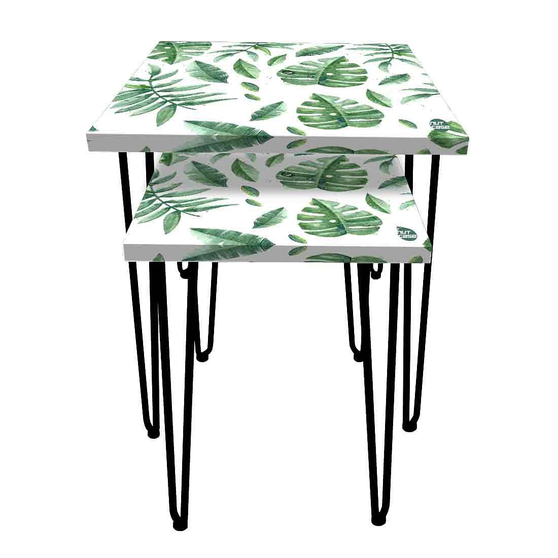 Stable Nesting End Tables for Living Room Bedside Table - Monstera Leaves - Image 4