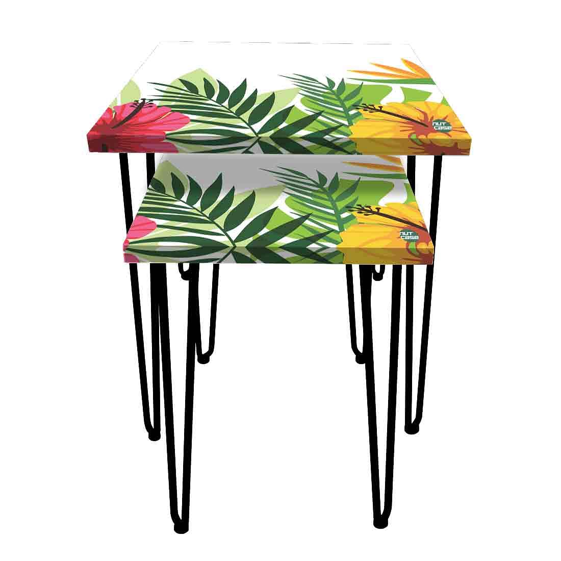 Designer Nest of Two Tables for Side Table Living Room & Bedroom - Hibiscus - Image 2