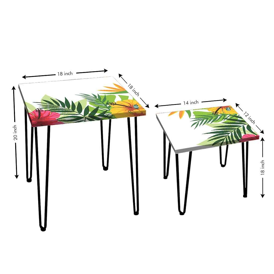 Designer Nest of Two Tables for Side Table Living Room & Bedroom - Hibiscus - Image 4