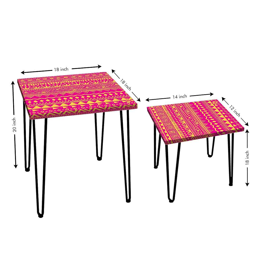 Coffee Table Nest of Tables for Home & Bedroom Set 2 - Pink Patterns - Image 4