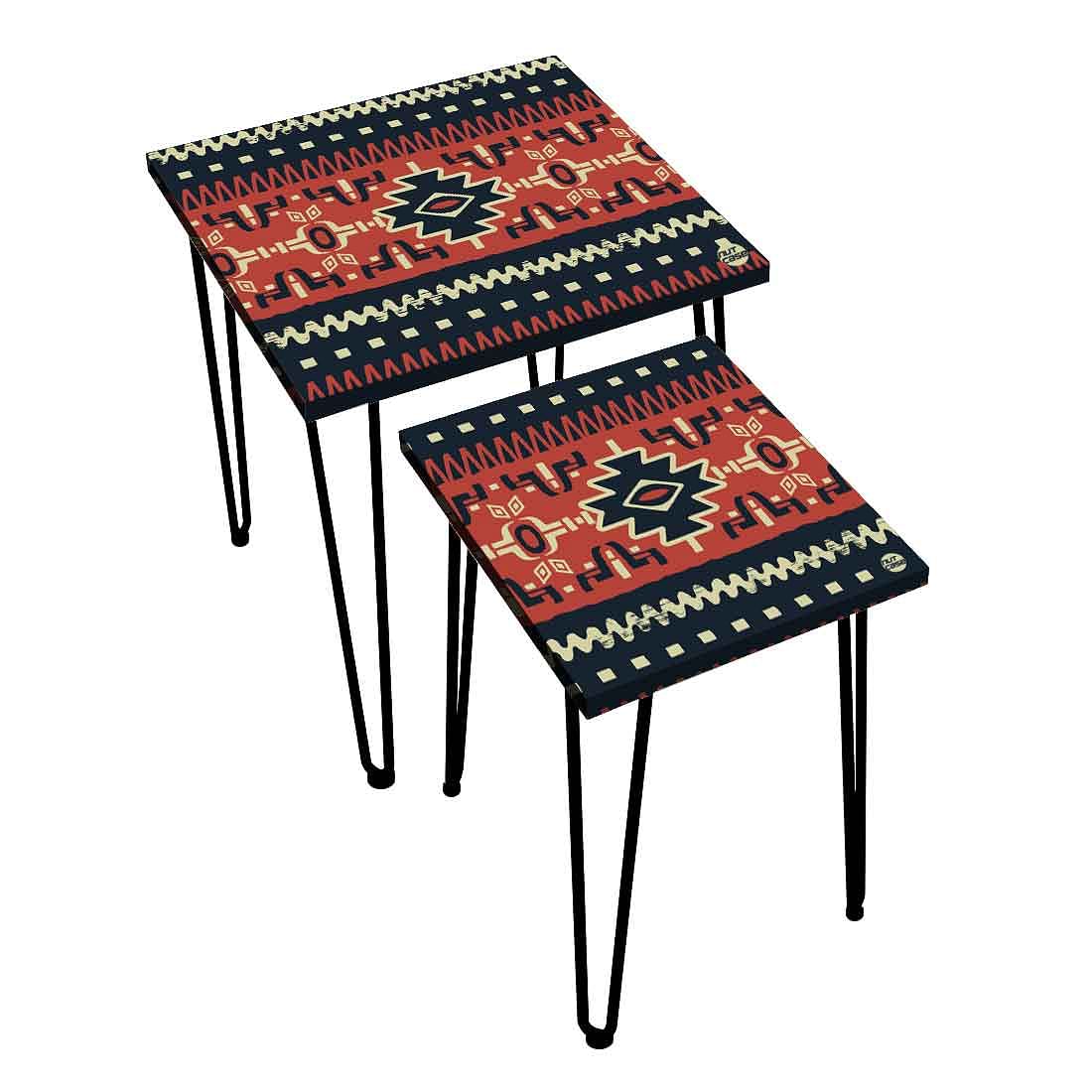 Nesting Tables Set of 2 for Living Room Home Decor - Mexican Pattern - Image 3
