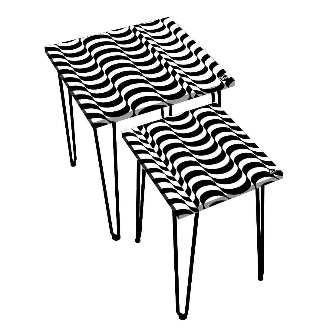 Nest of Table Set of 2 for Office & Balcony Side Stool - Waves