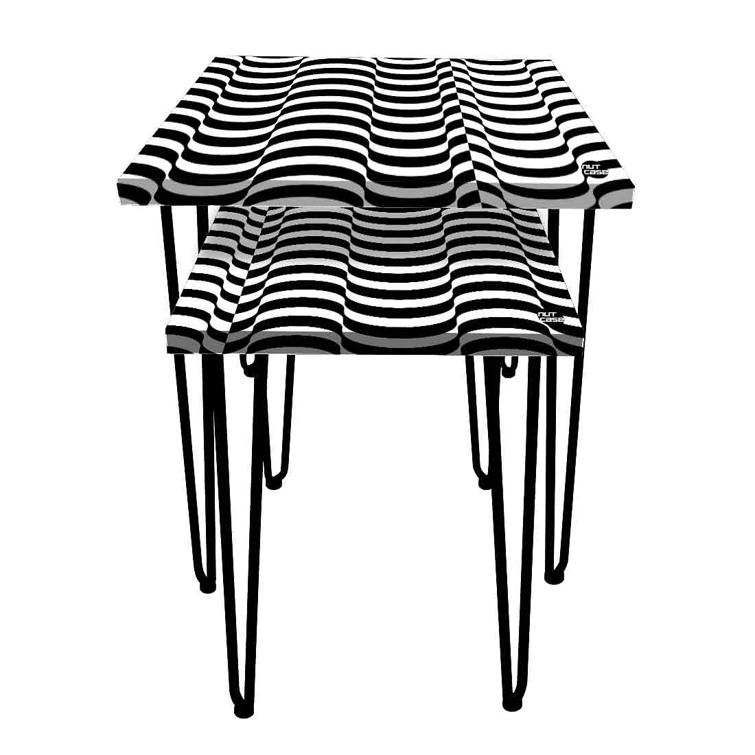 Nest of Table Set of 2 for Office & Balcony Side Stool - Waves - Image 4