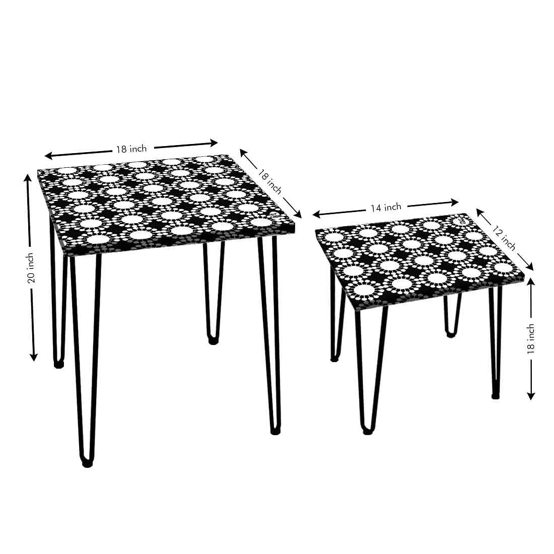 Designer Nesting Tables for Balcony Office Set of 2 - White Circle - Image 4