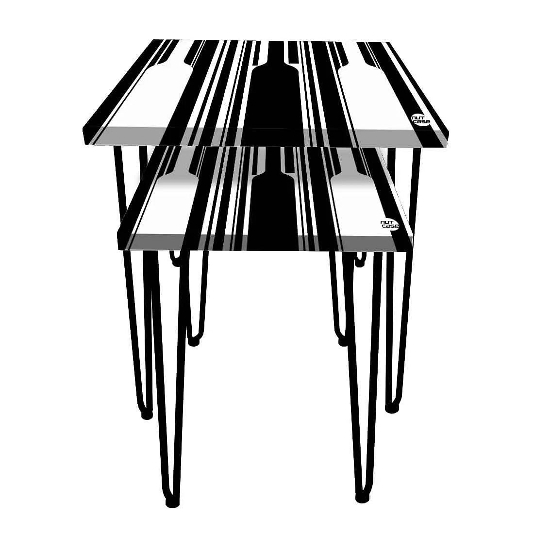 Nesting Table Modern Coffee Tea for Living Room & Balcony - Black White Pattern - Image 4