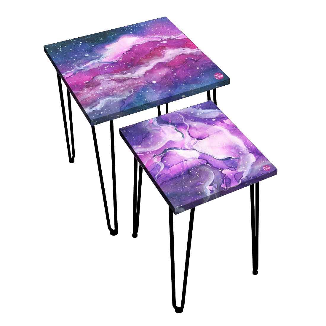 Nesting Tables for Living Room Office & Balcony  Set of 2 - Space Purple