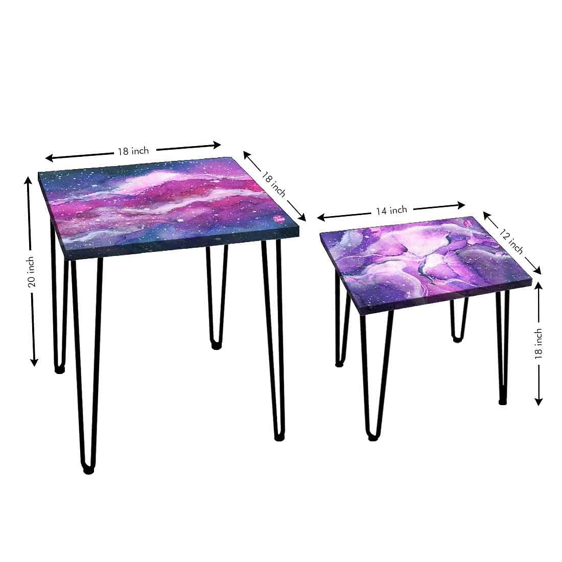 Nesting Tables for Living Room Office & Balcony  Set of 2 - Space Purple - Image 3