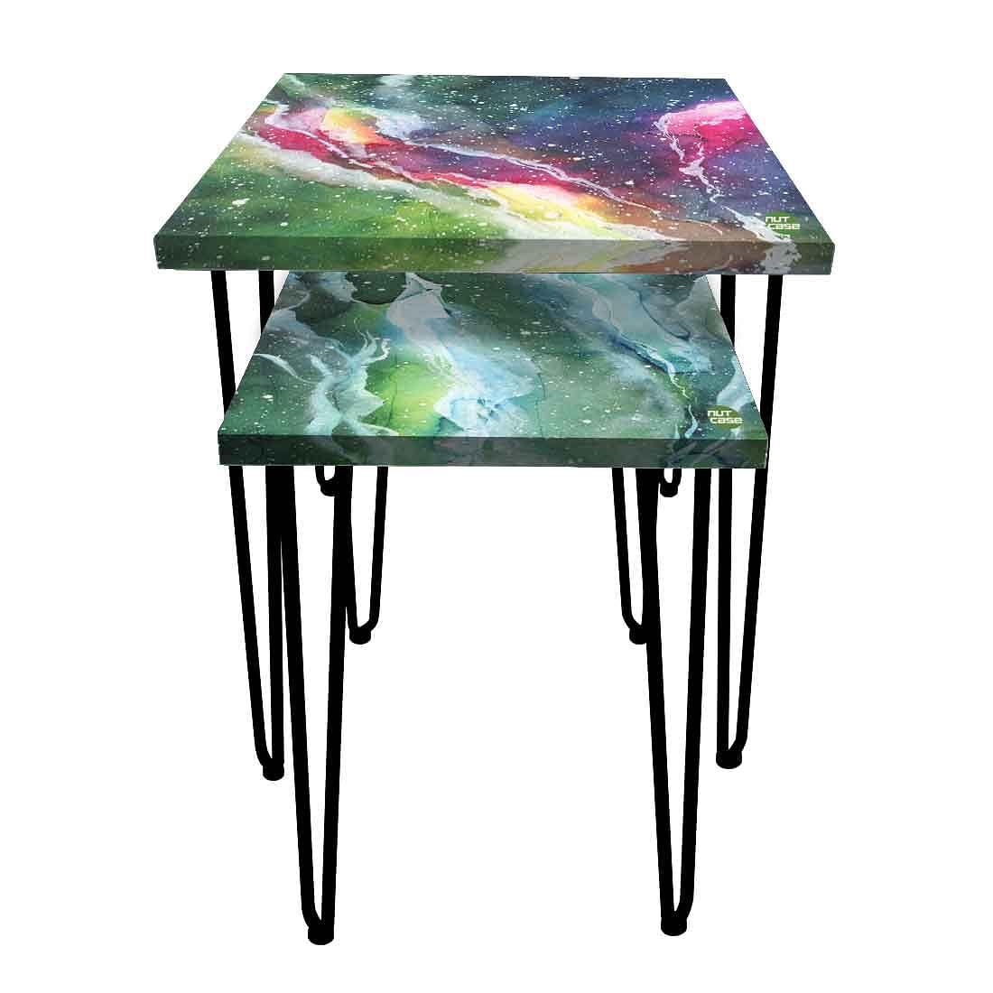Nesting Table Modern Decor Nest of Tables for Balcony & Office Set Of 2 - Space Green - Image 4
