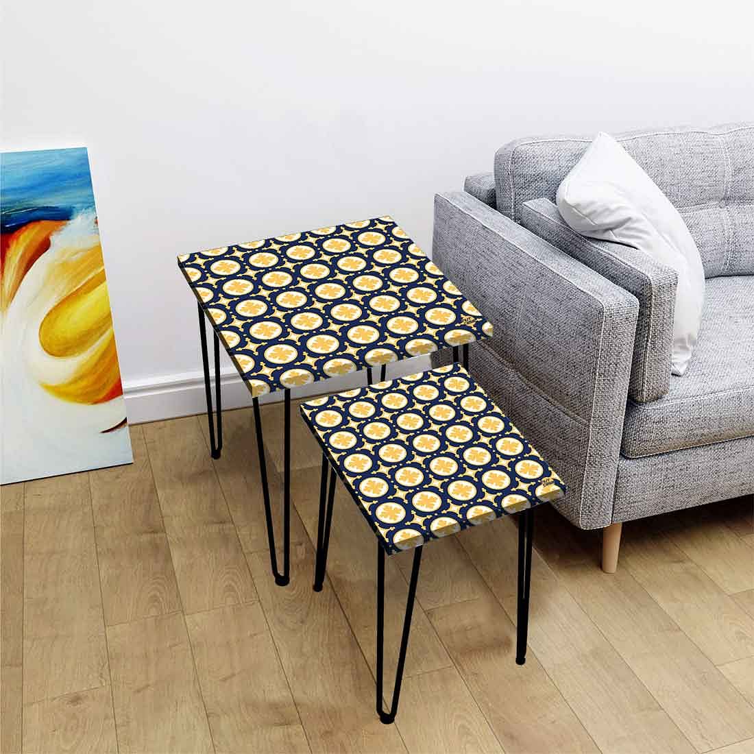Nesting Tables for Living Room Office & Bedroom Set of 2 - Yellow Circle - Image 2