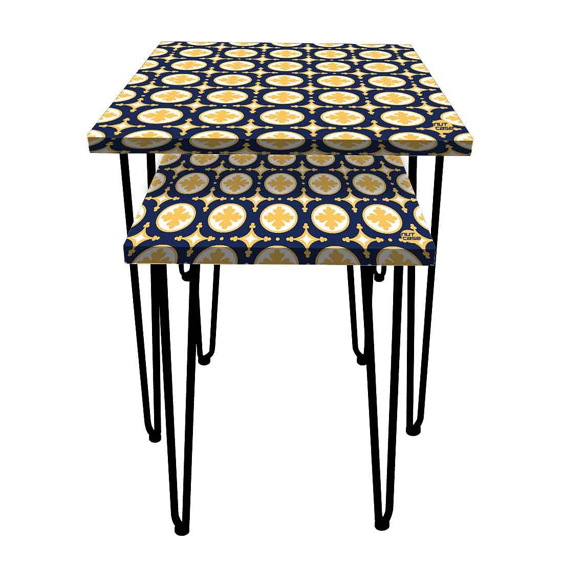 Nesting Tables for Living Room Office & Bedroom Set of 2 - Yellow Circle - Image 4