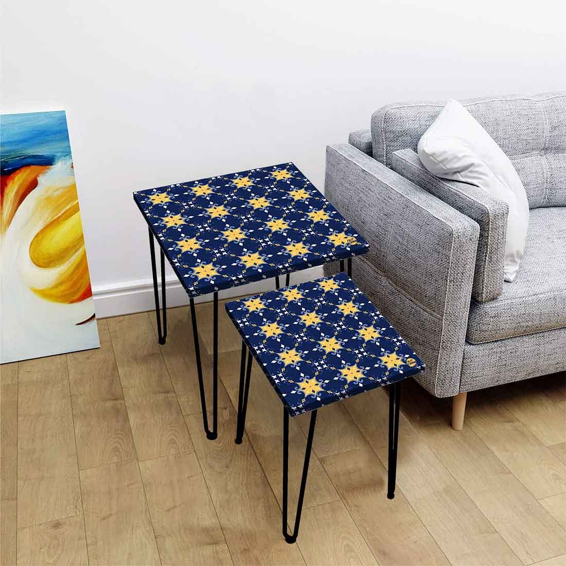 Designer Nest of 2 Tables for Living Room Balcony Side Coffee Table - Image 2