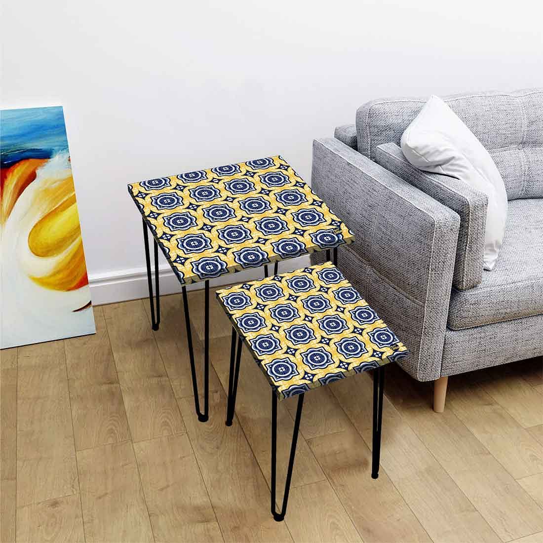 Nesting Tables Set of 2 Stacking Coffee Table for Bedroom & Balcony Stable - Image 2
