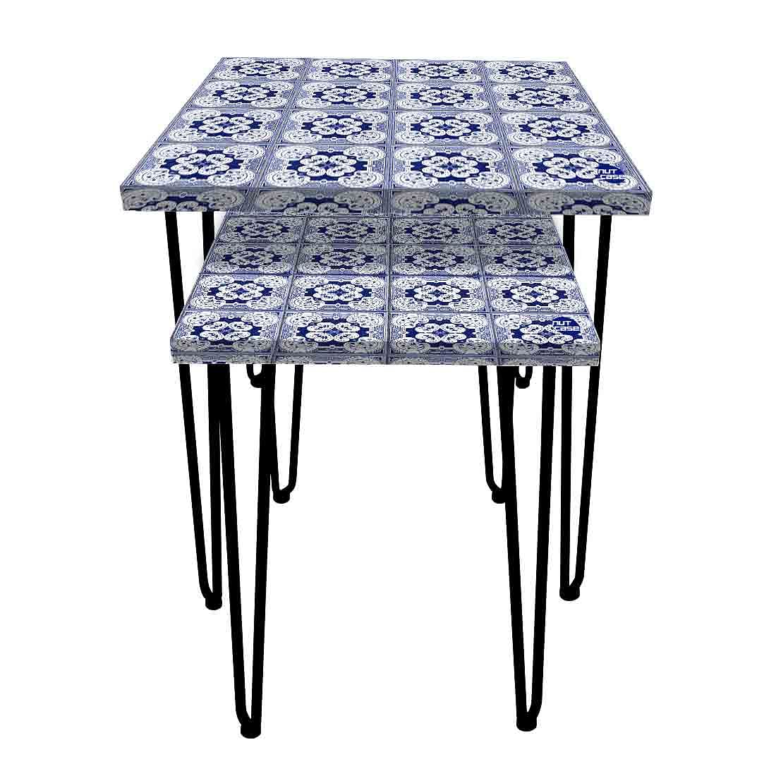 Side Table for Bedroom Square Nesting Table Living Room Office and Home - Spanish Tiles - Image 4