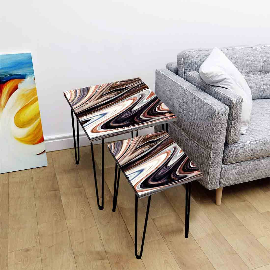 Coffee Table Nesting Set of 2 for Living Room Home Decoration - Marble Swirl