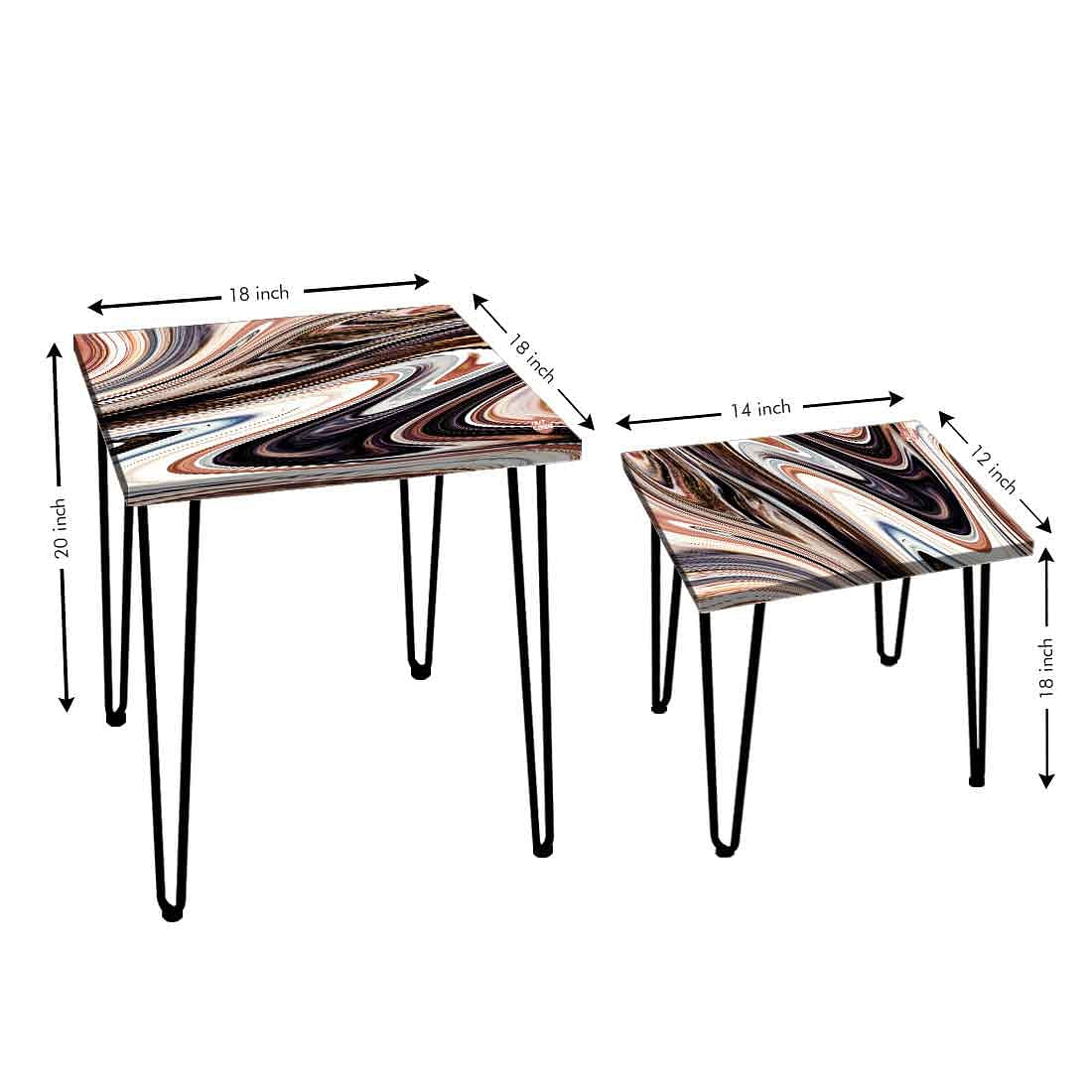 Coffee Table Nesting Set of 2 for Living Room Home Decoration - Marble Swirl - Image 4
