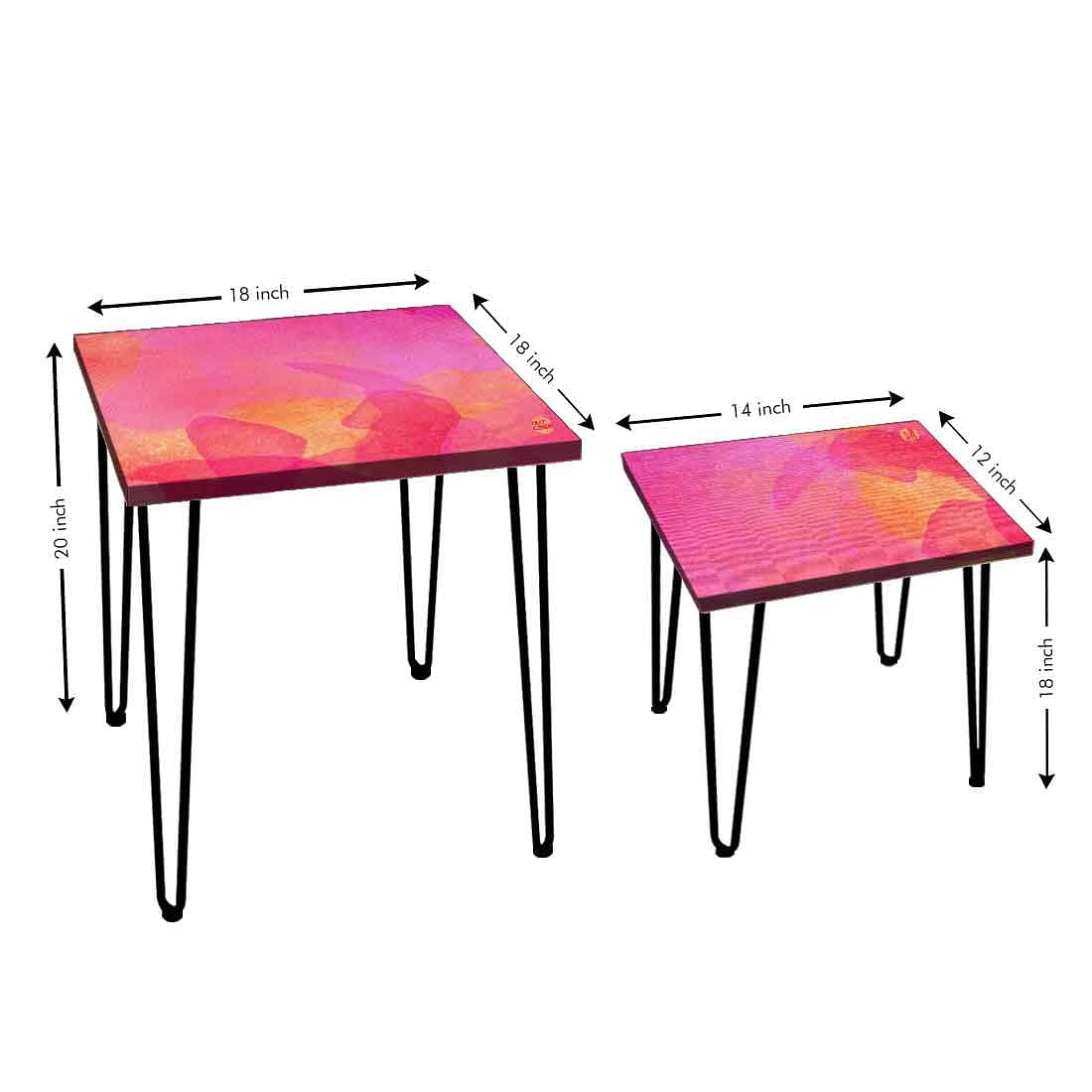 Nesting End Tables Modern Decor for Home and Office Set of 2 - Pink Watercolor - Image 3