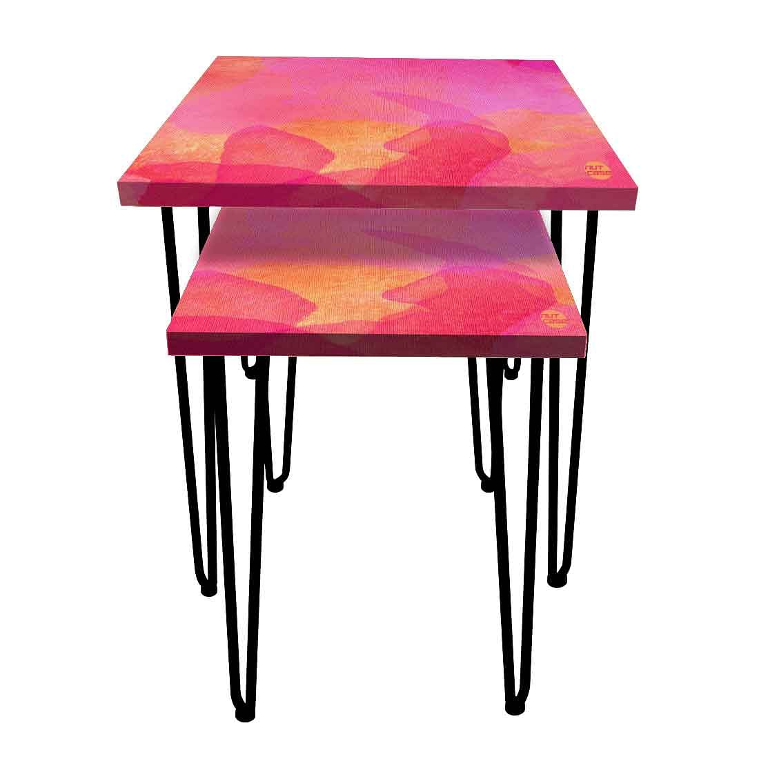 Nesting End Tables Modern Decor for Home and Office Set of 2 - Pink Watercolor - Image 4