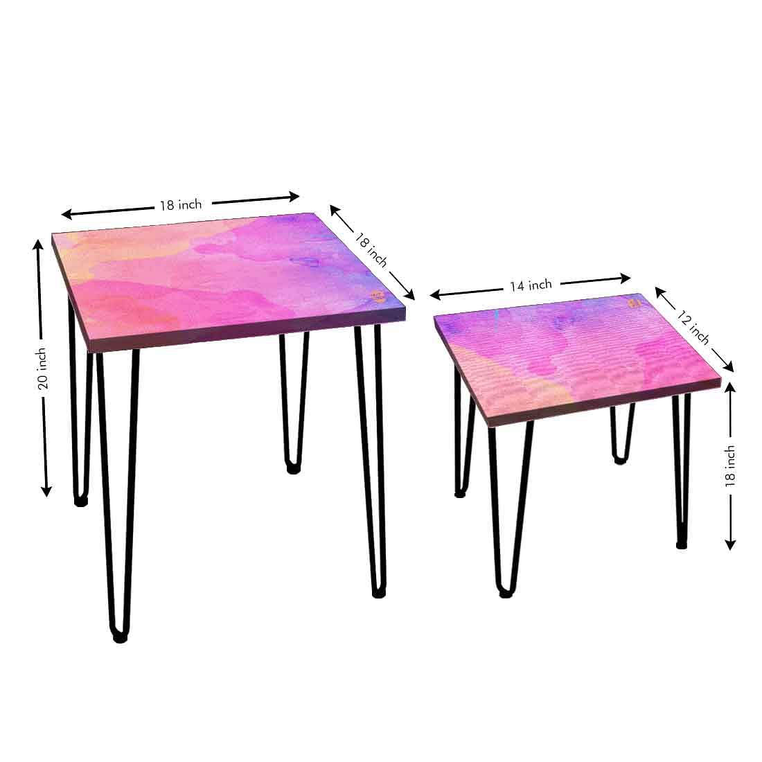 Nesting Side Tables Set of 2 Nest of Table for Living Room - Purple Watercolor - Image 3
