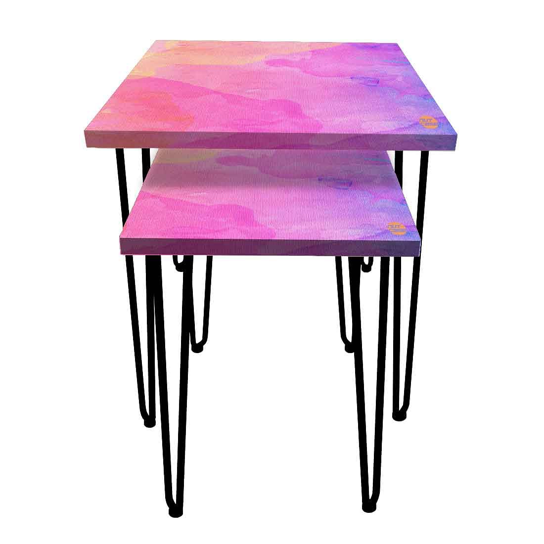 Nesting Side Tables Set of 2 Nest of Table for Living Room - Purple Watercolor - Image 4