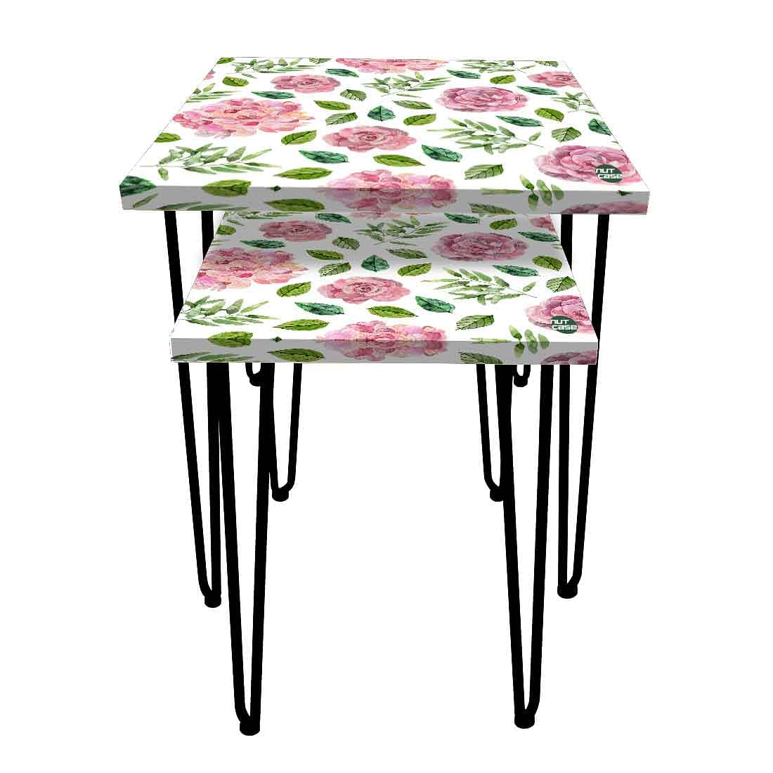 Nesting Coffee Table Set Of 2 Nest of Tables for Living Room - Pink Rose - Image 2