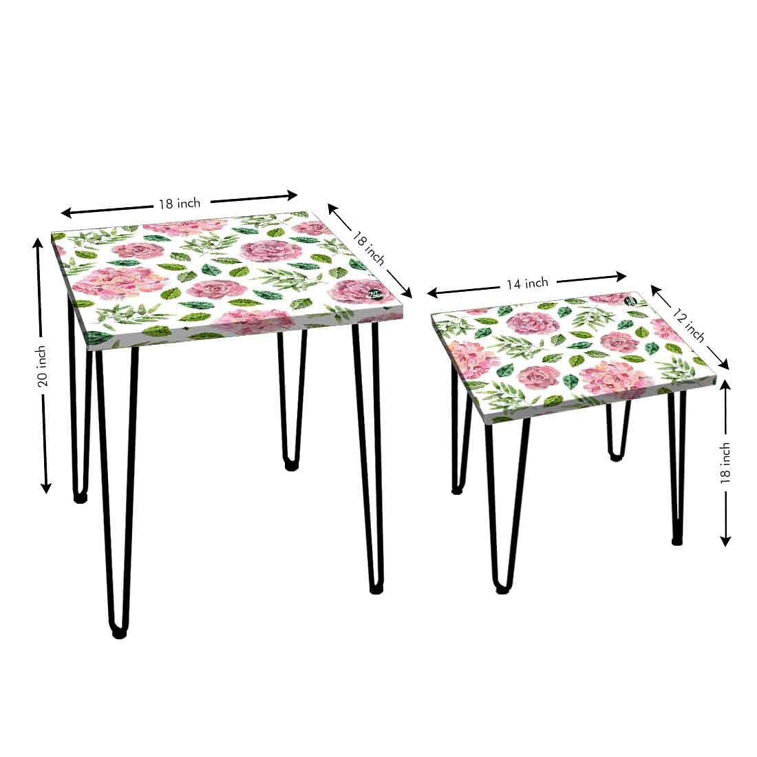 Nesting Coffee Table Set Of 2 Nest of Tables for Living Room - Pink Rose - Image 4
