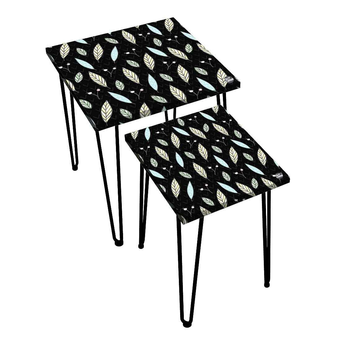 Designer Nest of Two Tables for Side Table Living Room & Home Decor - Leaf - Image 3