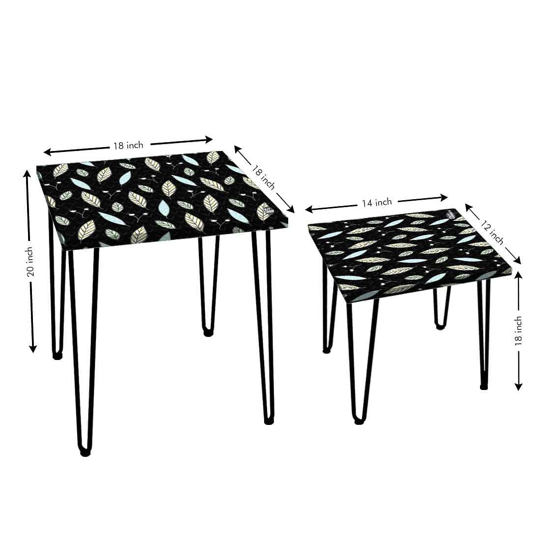 Designer Nest of Two Tables for Side Table Living Room & Home Decor - Leaf - Image 4