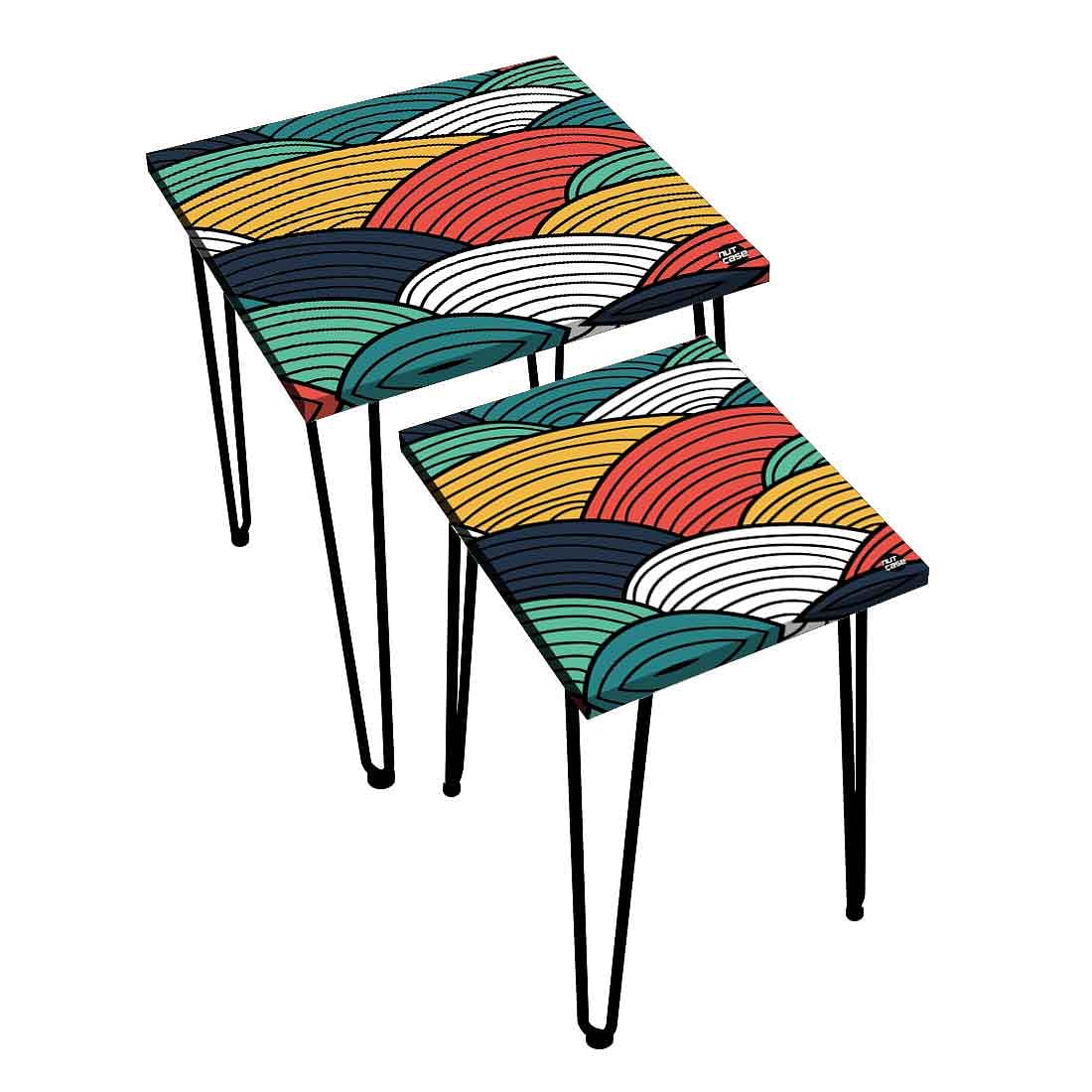 Nesting End Tables Modern Decor for Home and Office Set of 2 - Waves