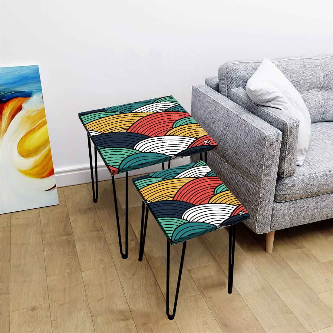 Nesting End Tables Modern Decor for Home and Office Set of 2 - Waves - Image 2