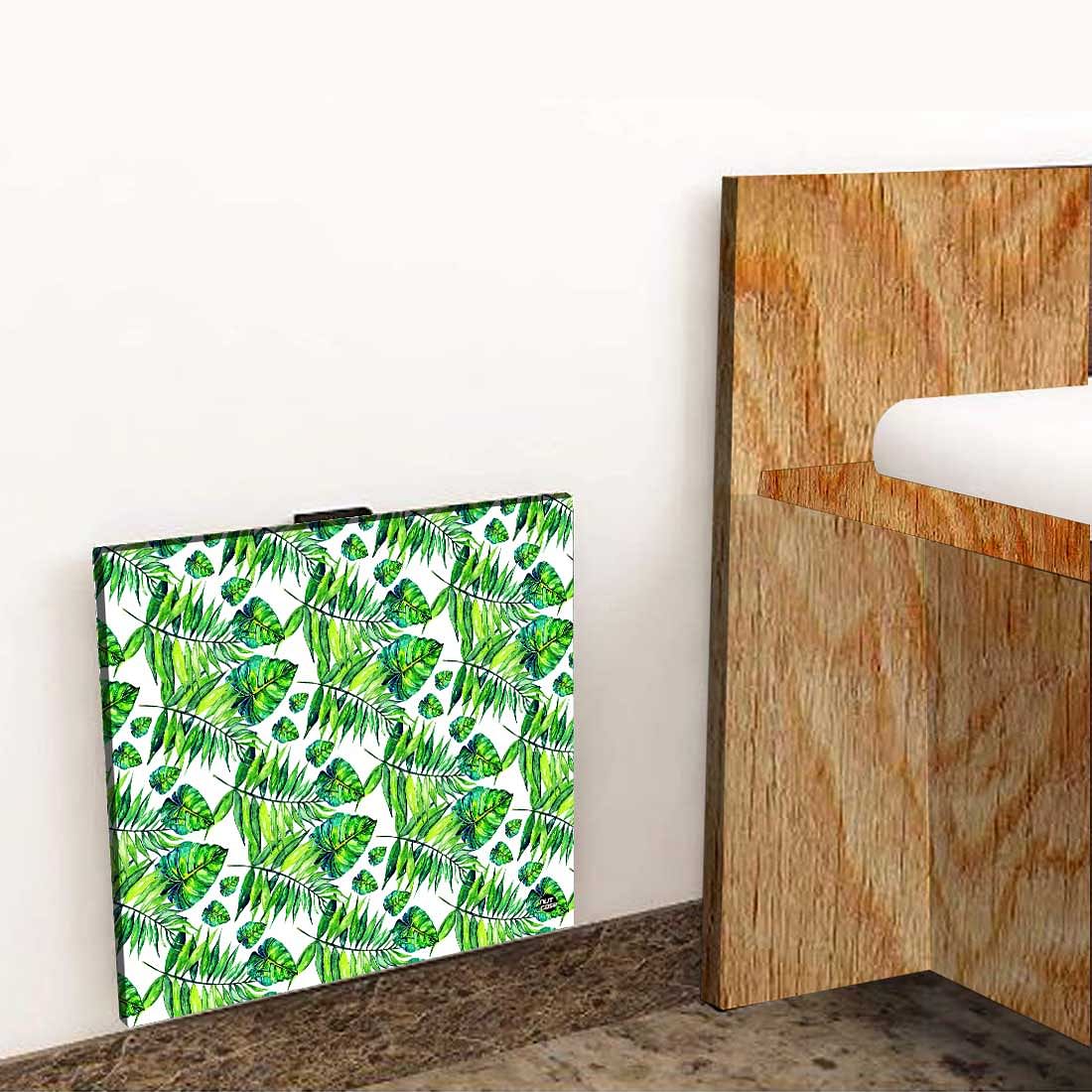 Folding Side Table for Bedroom - Dark Green Tropical Leaf - Image 8