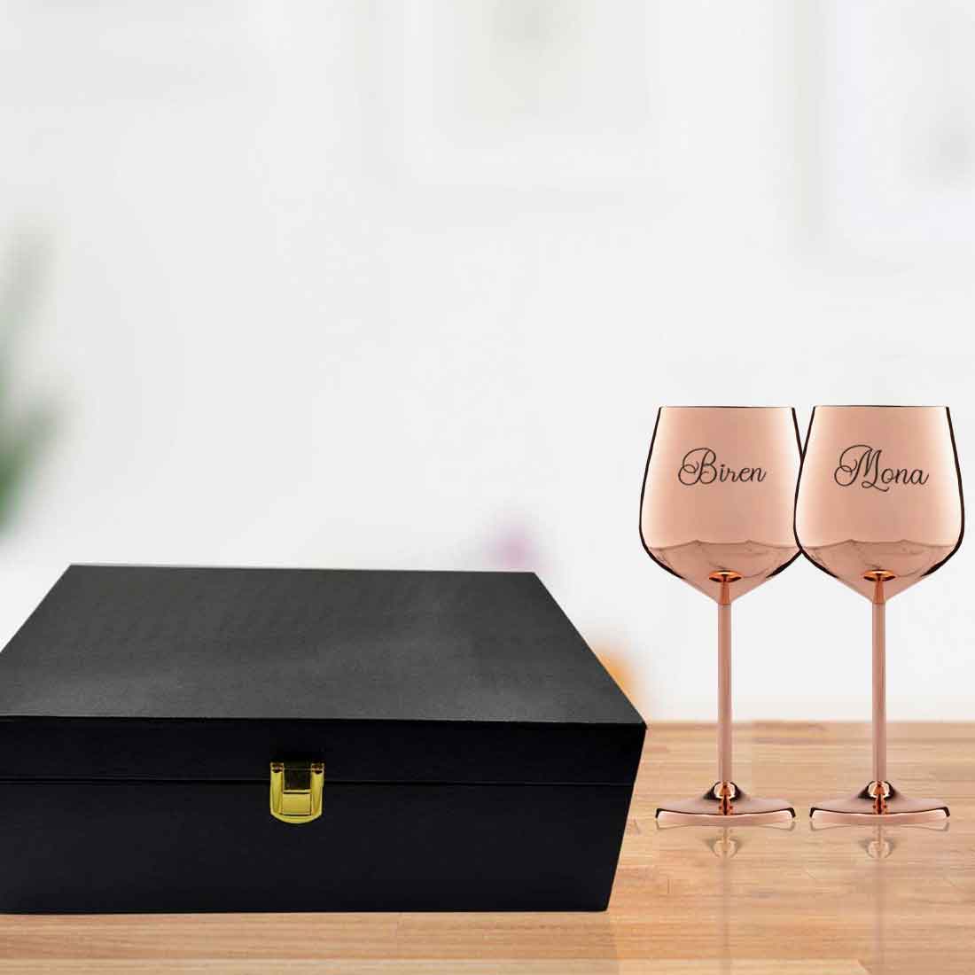 Nonbreakable Wine Glasses Copper Finish Stainless Steel Goblets with Name Engraved - Image 8