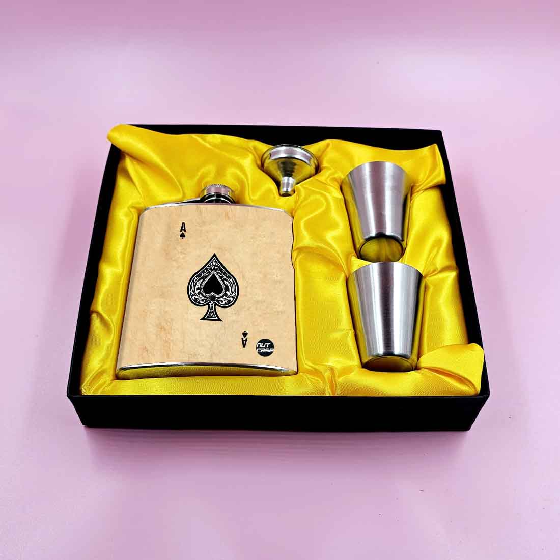 Nutcase Alcohol Pocket Flask with 2 Shot Glasses - Premium Whiskey Flask Gifts Set