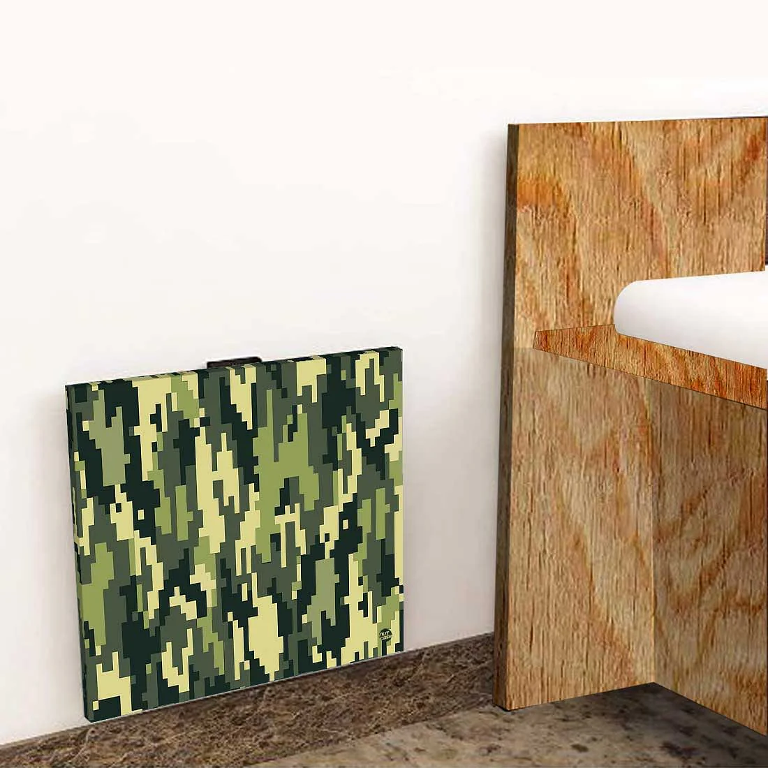 Fold Down Wall Mounted Folding Bedside Table With Desk - 8 Bit Camouflage - Image 8