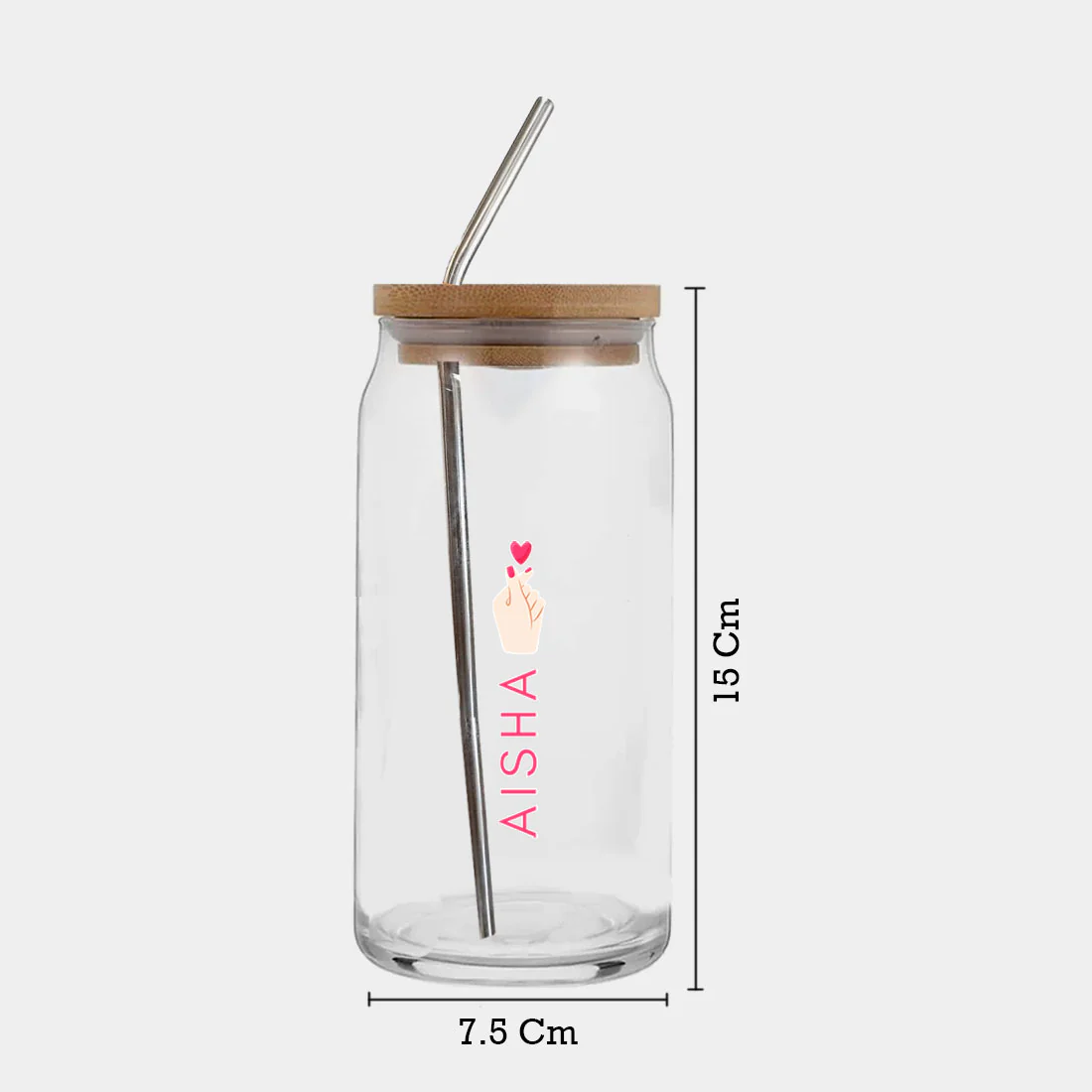 Nutcase Can Shaped Glass with Straw (Metal) and Wooden Lid - Image 5