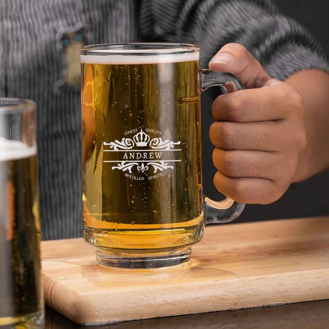 Nutcase Custom Glass Beer Mugs-Engraved Beer Cup with Initial, Name - Image 3