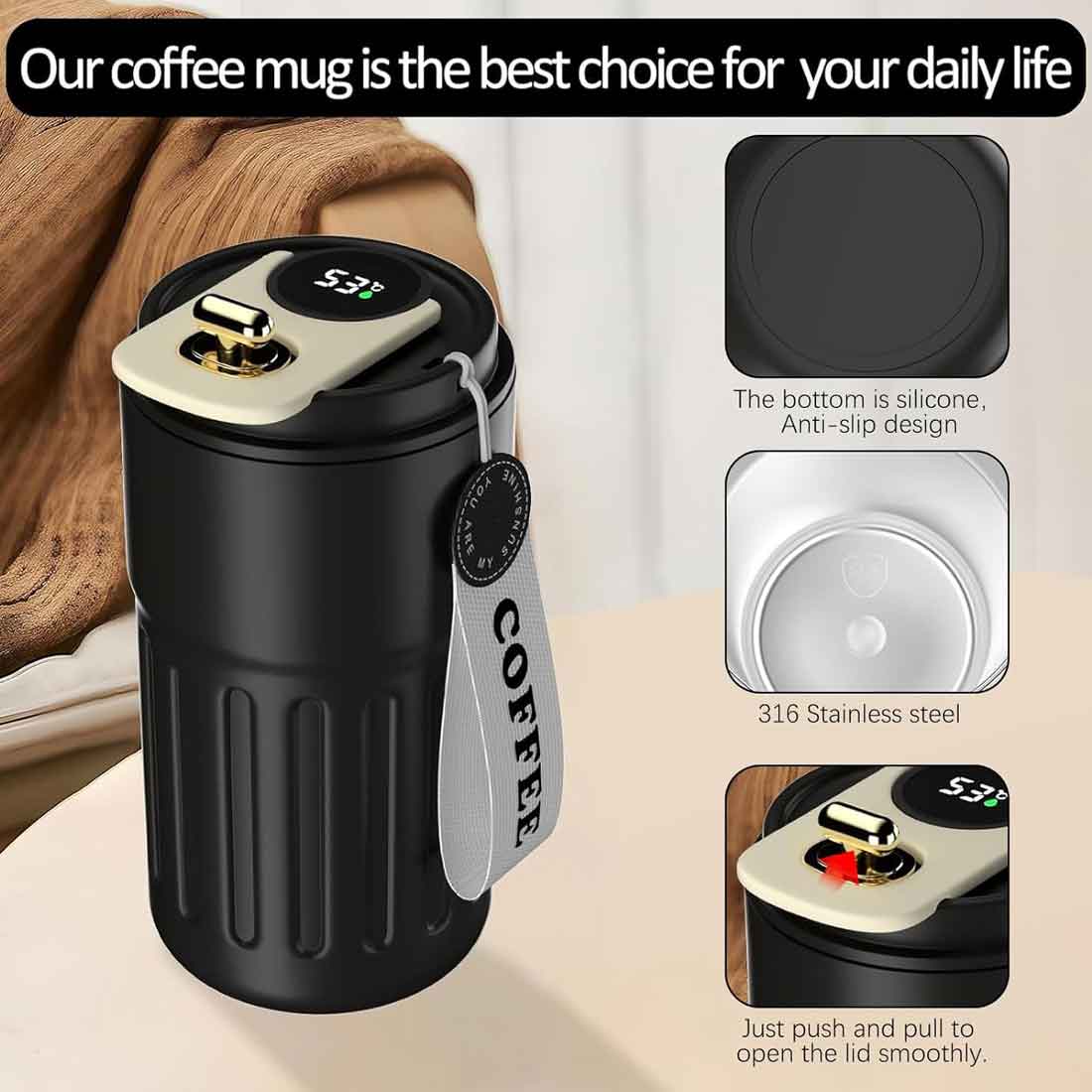 Nutcase Custom Travel Mug with Temperature Display-Made with 304 Stainless Steel-500ml - Image 12