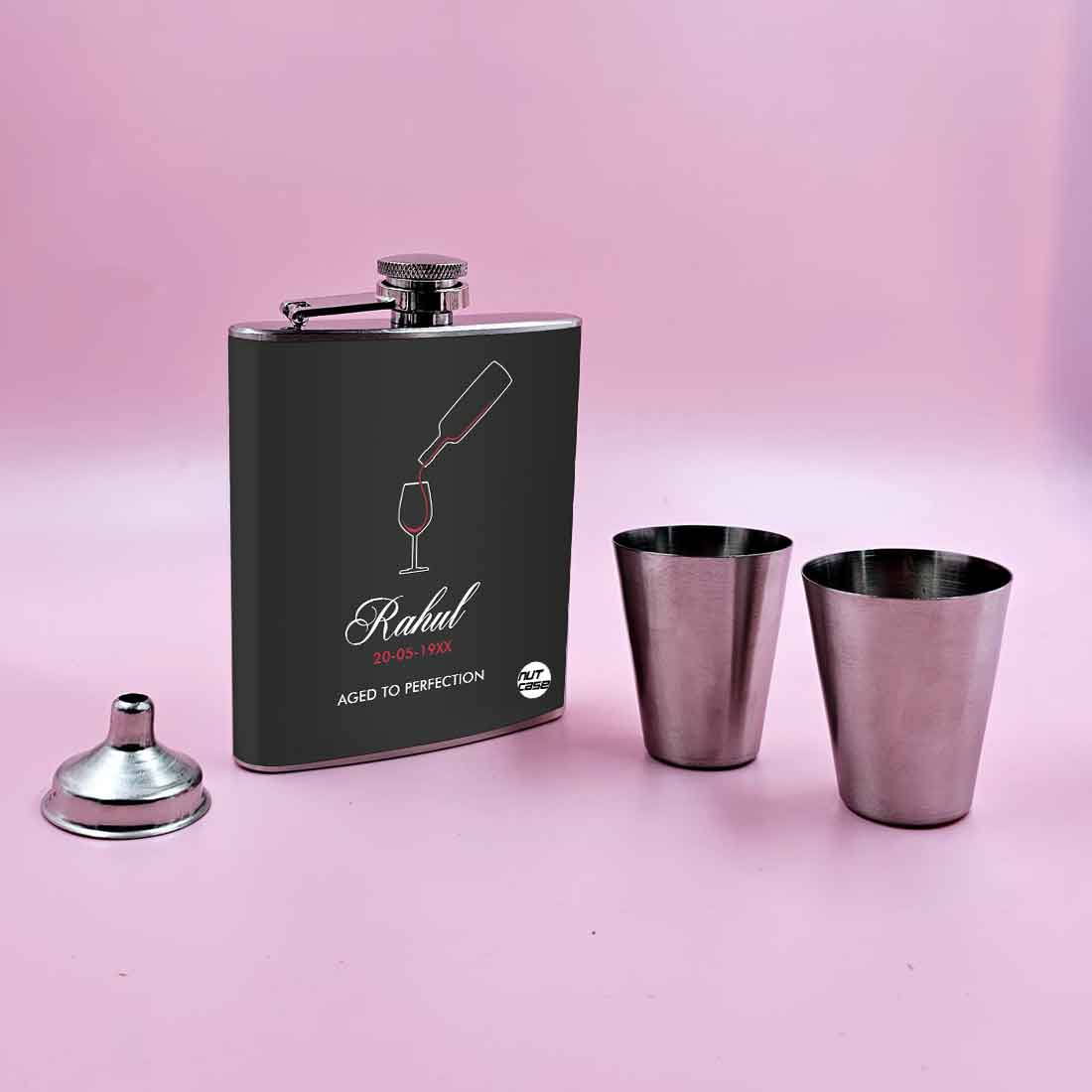 Nutcase Custom Whiskey Flask Bottle with 2 Shot Glasses - Premium Hip Flask Gifts Set - Image 4