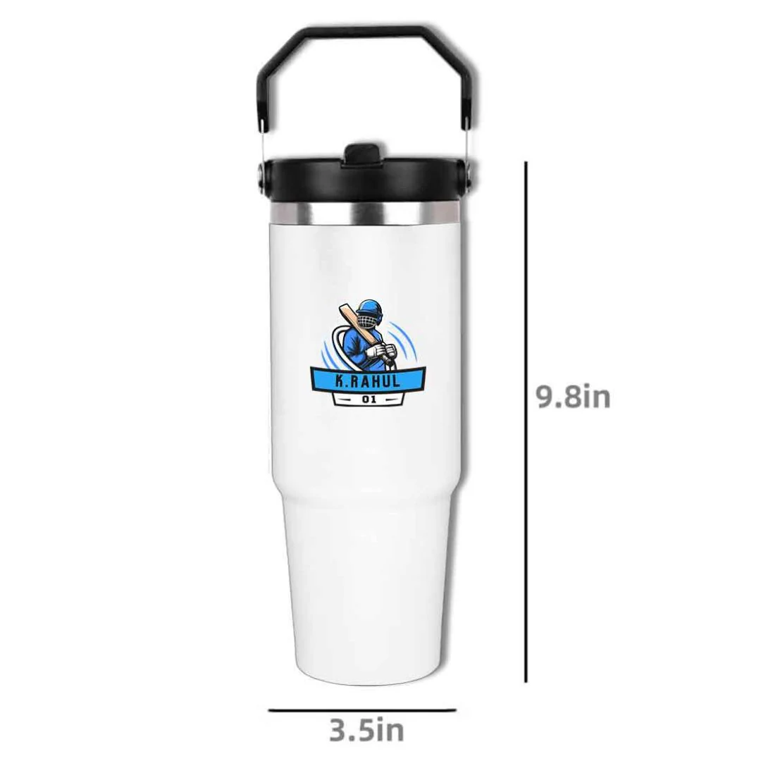 Customised Sipper Tumbler for Cricket Lovers – 900ml Stainless Steel Vacuum Insulated Bottle with Handle - Image 9