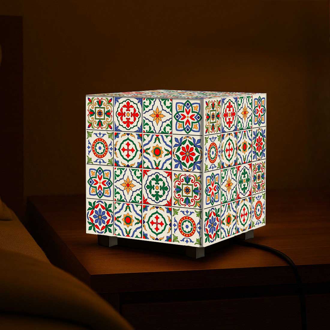 Nutcase Designer Cube Lamp for Home Decor – Moroccan Tile Pattern - Image 9