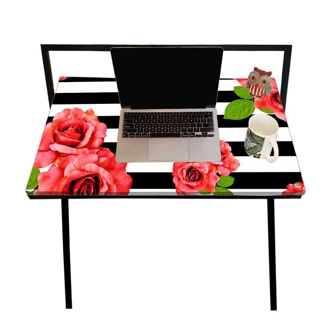 Best Foldable Computer Desk for Work From Home - Floral Stripes - Image 3