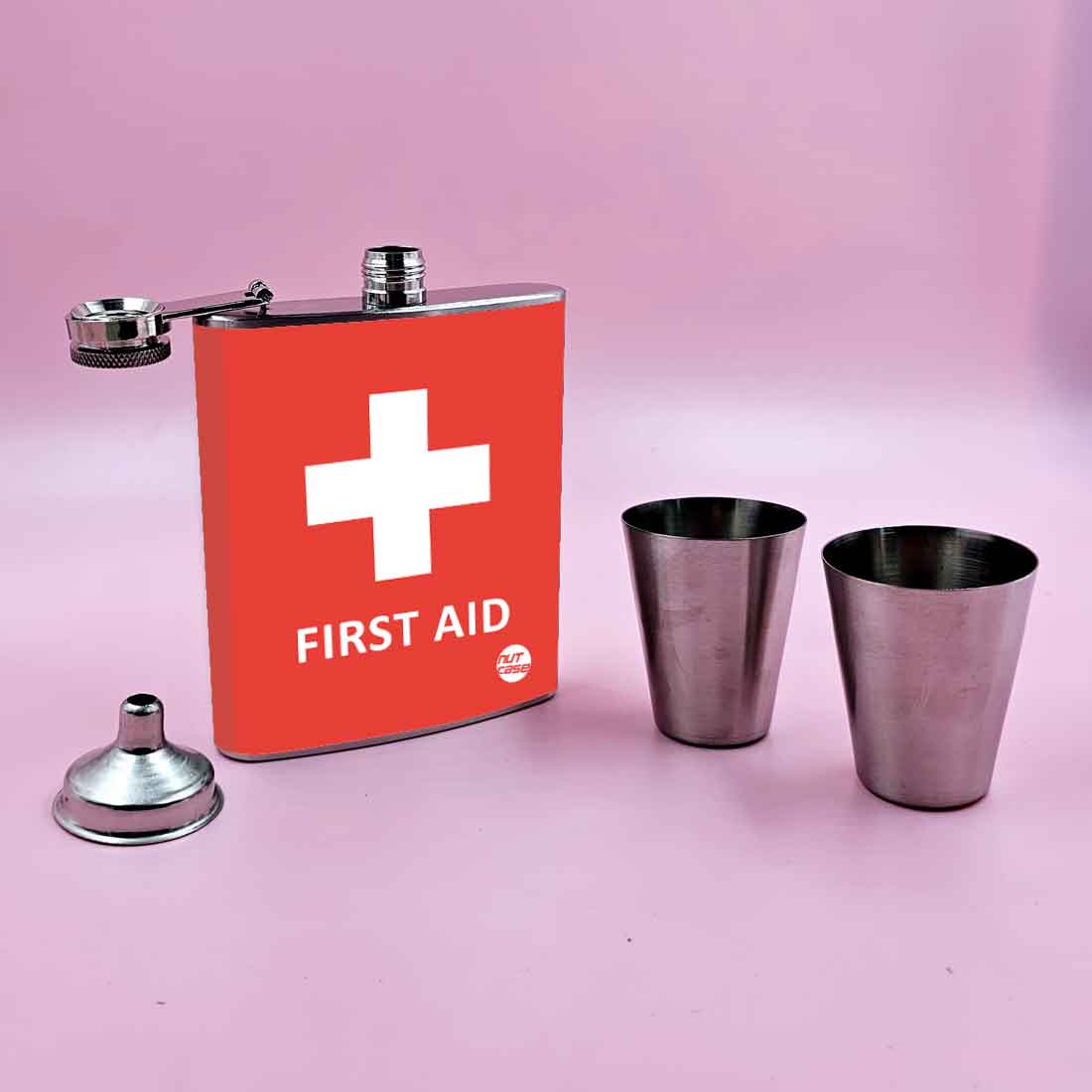 Nutcase Drinking Flask with 2 Shot Glasses - Premium Whiskey Flask Gifts Set - Image 4