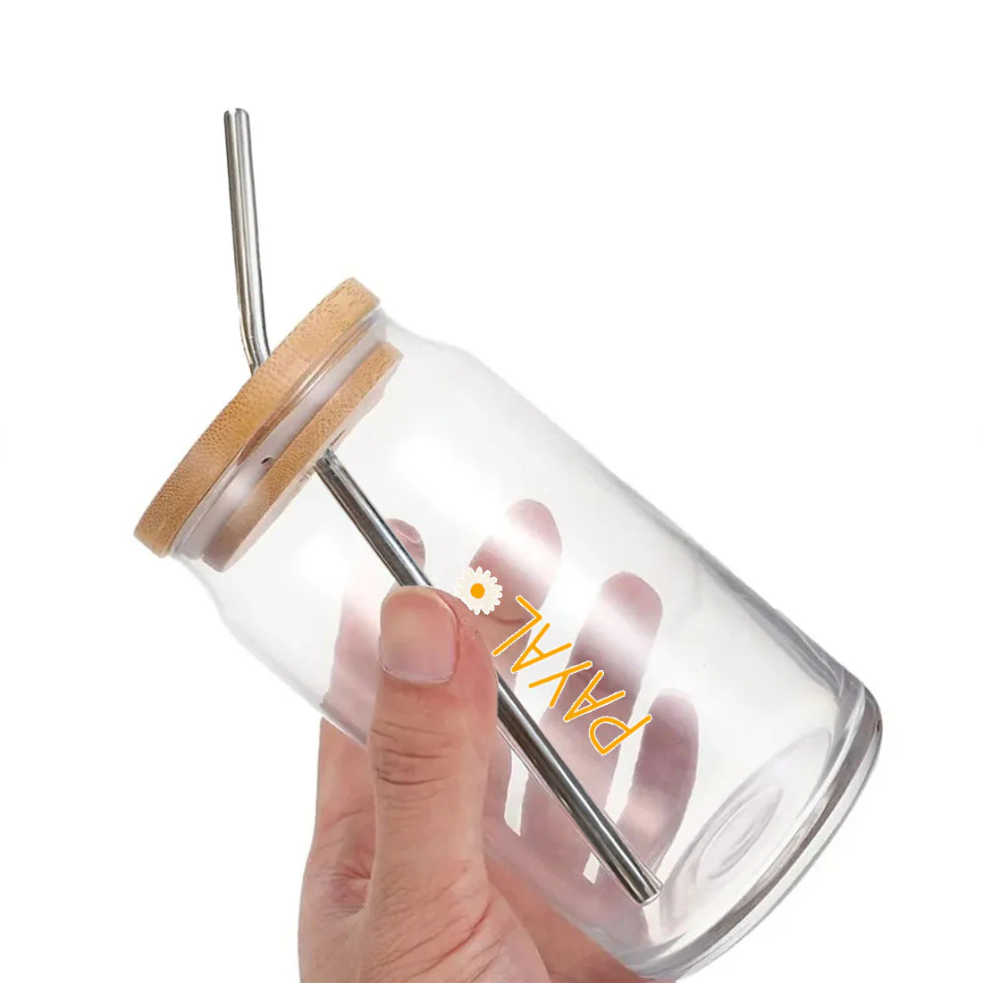 Nutcase Glass Can with Lid and Straw - Custom Juice Can with Straw - Image 3
