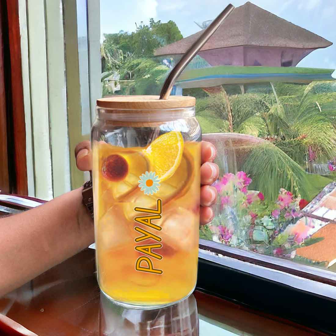 Nutcase Glass Can with Lid and Straw - Custom Juice Can with Straw - Image 5
