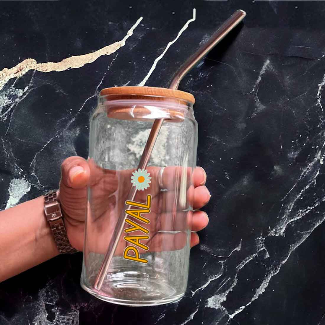 Nutcase Glass Can with Lid and Straw - Custom Juice Can with Straw - Image 7