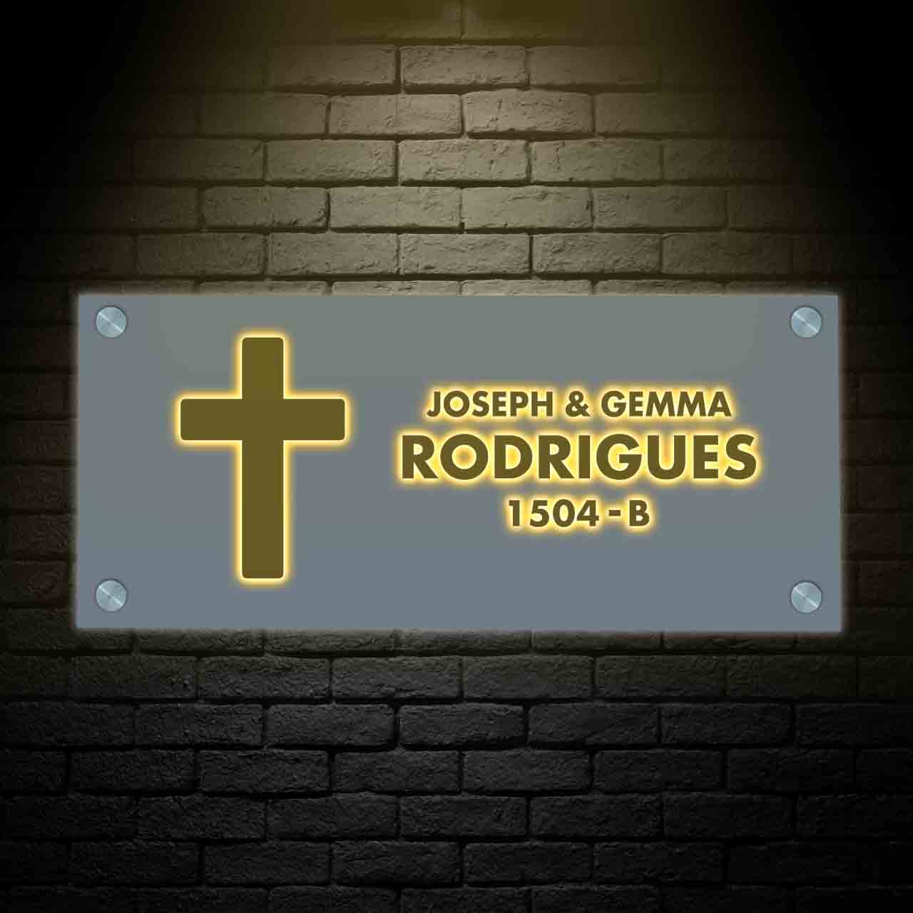 Nutcase LED Sign Name Plate-Jesus Cross Name Plate with Light