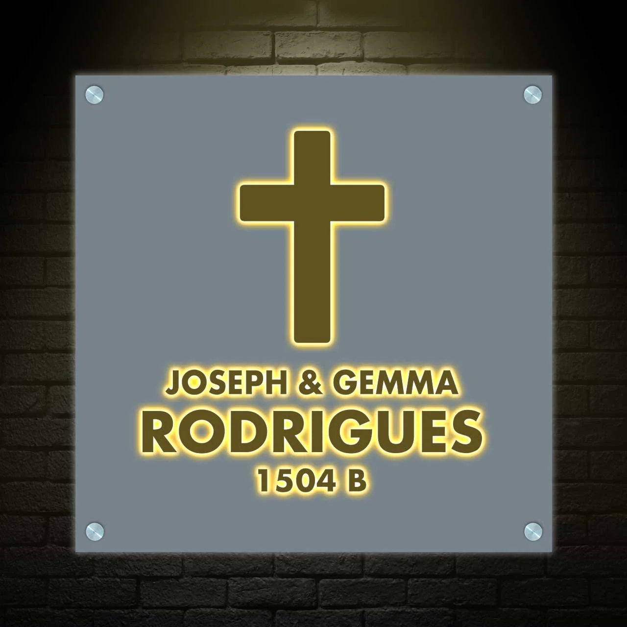 Nutcase Lighting Name Board with Jesus Cross-LED Name Plate